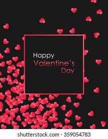 Happy Valentine's Day Red Heart Background. Vector illustration