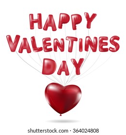Happy Valentines Day, Red heart  balloons  colorful illustration background
