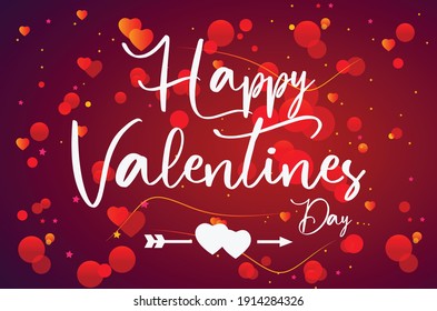 Happy Valentines Day red hearts, white letters or text background.