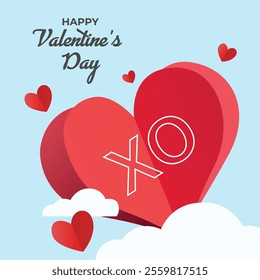 Happy Valentine's Day Red Hearts Abstract Design