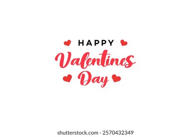 Happy Valentines Day Red Hearts White Background Design