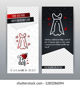 Happy Valentine's Day Red Icon Vertical Banner. Vector illustration