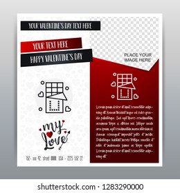 Happy Valentine's Day Red Icon Vertical Banner Red background. Vector illustration