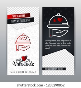 Happy Valentine's Day Red Icon Vertical Banner. Vector illustration