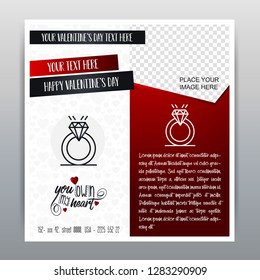 Happy Valentine's Day Red Icon Vertical Banner Red background. Vector illustration