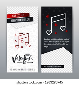 Happy Valentine's Day Red Icon Vertical Banner. Vector illustration