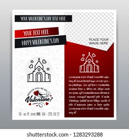 Happy Valentine's Day Red Icon Vertical Banner Red background. Vector illustration