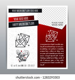 Happy Valentine's Day Red Icon Vertical Banner Red background. Vector illustration