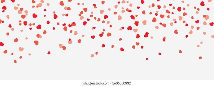 Happy Valentine's day. Red and pink little hearts falling from the sky. Vector illustration for holiday