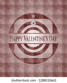 Happy Valentine's Day red polygonal badge. Seamless.