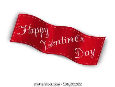 Happy Valentines Day red ribbon. Isolated vector 3d illustration. Love