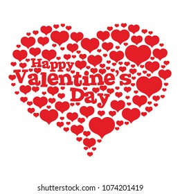 Happy Valentine's Day red vector hearts graphic