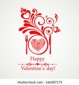 Happy Valentine's Day. Restaurant Menu Card Design. Menu Template on Valentine`s Day. Vector illustration 