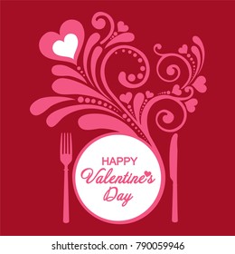 Happy Valentine's Day. Restaurant Menu Card Design. Menu Template On Valentine`s Day. Vector Illustration