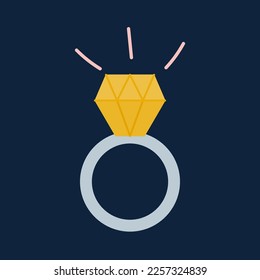 Happy Valentine's Day. Ring filled icon. Hand drawn doodle. Vector illustration, flat design