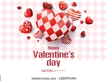 Happy valentines day romance greeting card with red hearts and copy space banner creative love concept