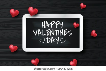 Happy Valentines Day romance greeting card with 3D hearts. Vector illustration