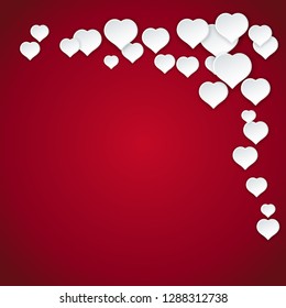 Happy Valentines day. Romantic background with many paper hearts with copy space