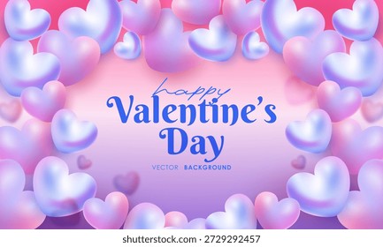 Happy Valentine's Day. Romantic background with heart frame decoration