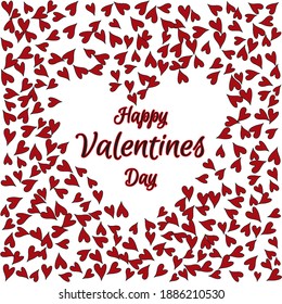 Happy Valentines Day. Romantic card with hearts. Vector illustration. Valentines day card, typography, background