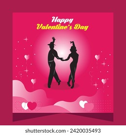 Happy Valentine's Day Romantic Couple Party in Moon Background