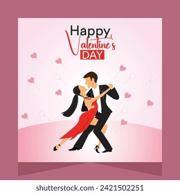 Happy Valentine's Day Romantic Couple Party Dance Social Media Post