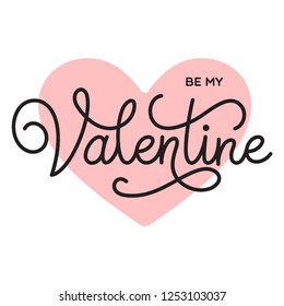 Happy Valentines Day romantic greeting card, typography poster with modern calligraphy. Retro vintage style. Vector Illustration.