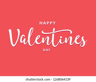 Happy Valentines Day romantic greeting card, typography poster with modern calligraphy. Retro vintage style. Vector lettering Illustration - Vector