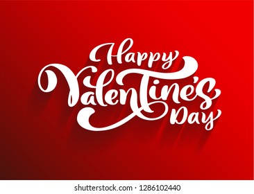 Happy Valentines Day romantic greeting card, typography poster with modern calligraphy. Retro vintage style. Vector Illustration.
