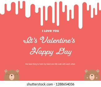 Happy Valentines Day romantic greeting card, poster typography with calligraphy. Retro vintage style. Illustration , Vector