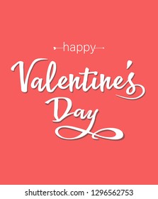 Happy Valentines Day romantic greeting card, typography poster with modern calligraphy. Retro vintage style. Vector Illustration - Vector