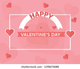 Happy Valentines Day romantic greeting card, poster typography with calligraphy. Retro vintage style. Illustration , Vector