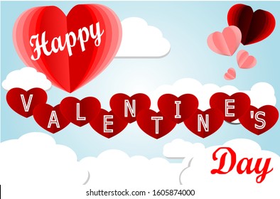Happy Valentine's day romantic greeting card. abstract background with little heart in the sky. valentine's day concept, vector art and illustration.