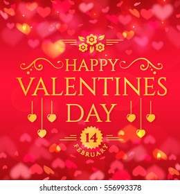 Happy Valentine's Day! Romantic greeting card with hearts background. Vector illustration.