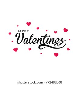 Happy Valentines Day romantic greeting card, typography poster with modern calligraphy. Retro vintage style. Vector Illustration