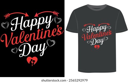 Happy Valentines Day, Romantic Valentine's day t-shirt design, Hearts, Roses, and Love Theme, Valentine's Day typography and vector design, mug design, pillow design.