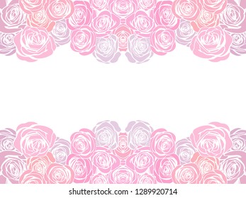 Happy Valentines day rose pattern frame background. Vector border illustration for Mother's Day