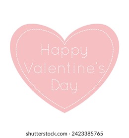 Happy Valentine's Day. Valentine's day rose pink heart. Vector hand drawn simple card with heart. Template for Valentines Day, weddings, flyer, banner, cover, label, poster