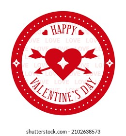 Happy valentine's day - rubber stamp design for handmade gifts and greeting cards. Heart and cupid arrows. Vector decorative element on white background.