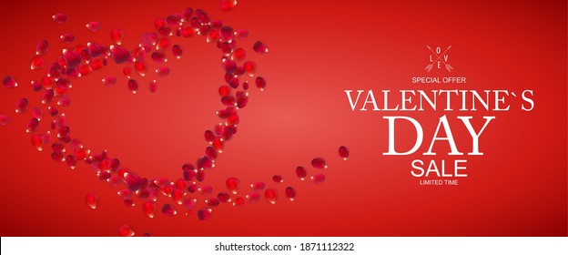 Happy Valentines Day Sale Background. Vector Illustration