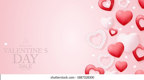 Happy Valentines Day Sale Background,  poster, card, invitation. Vector Illustration EPS10
