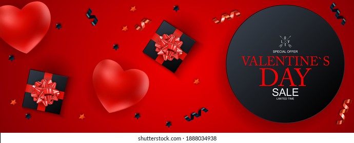Happy Valentines Day Sale Background,  poster, card, invitation. Vector Illustration