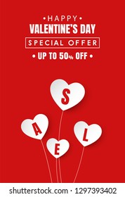 happy valentine's day sale banner vector design