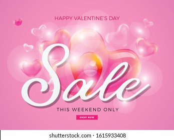 Happy Valentine's Day Sale Banner Vector for flyer, banner, poster, branding, promotions, Vector illustration EPS10