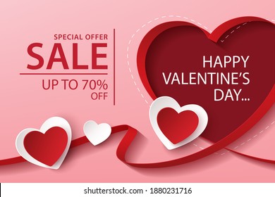 happy valentine's day sale banner design. vector illustration