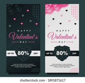 happy Valentine's day sale banner template with dark and grey background