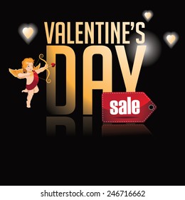 Happy Valentines Day sale gold type background EPS 10 vector royalty free stock illustration Perfect for ads poster, flier, signage, websites, blogs, party invitation 