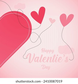 Happy Valentine's day sale header or voucher template with hearts. Valentine's day concept poster frame pastel colors. Cute love sale banners or greeting cards