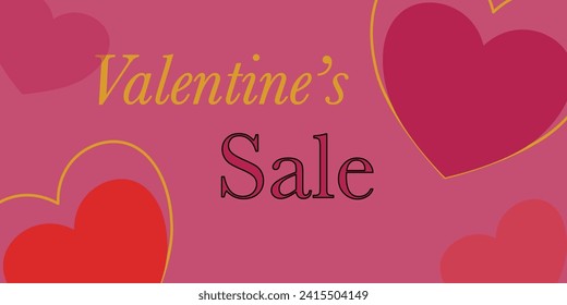 Happy Valentine's day sale header or voucher template with hearts. Valentine's day concept background. Vector illustration.