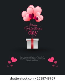 Happy Valentine's day sale header or voucher template with hearts. Rose cloudscape border frame pastel colors. Valentine's Day holiday getting card with red rose shape heart and paper hearts Vector